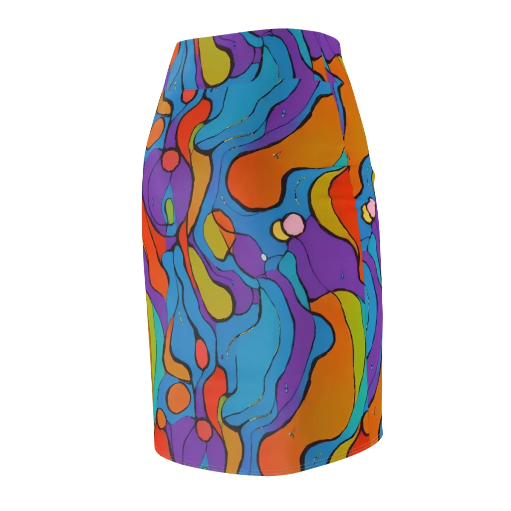 Kaleidoscope Bloom on Pencil Skirt — Back Side