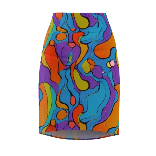 Kaleidoscope Bloom on a Pencil Skirt