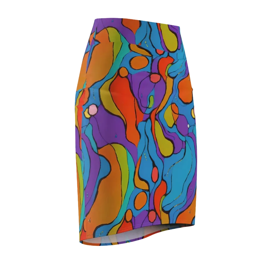Kaleidoscope Bloom on Pencil Skirt — Front Side