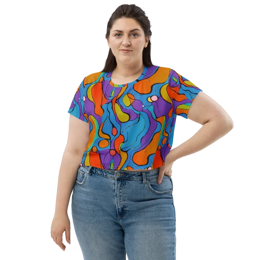 Kaleidoscope Bloom on Crop Tee — Front