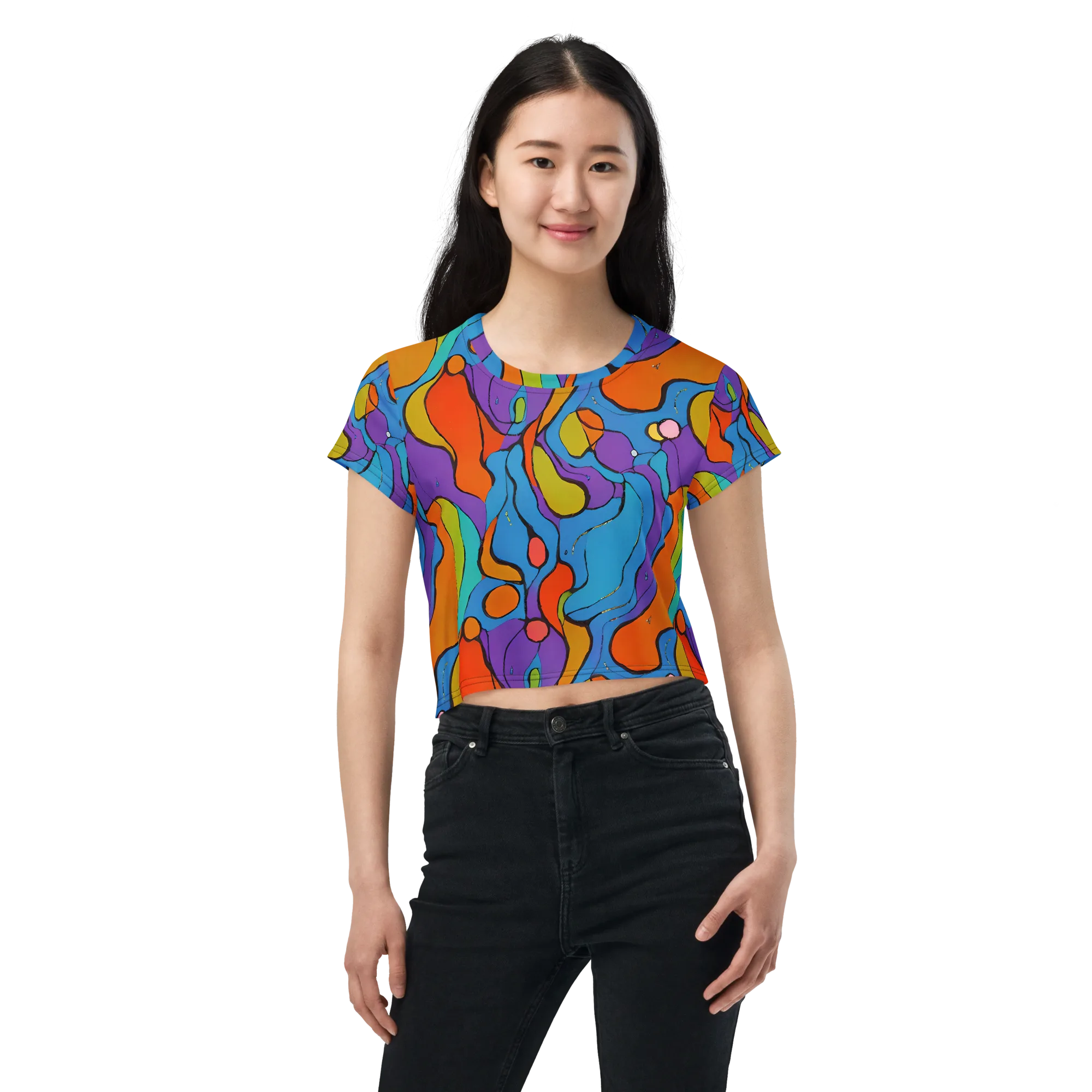 Kaleidoscope Bloom on Crop Tee — Front