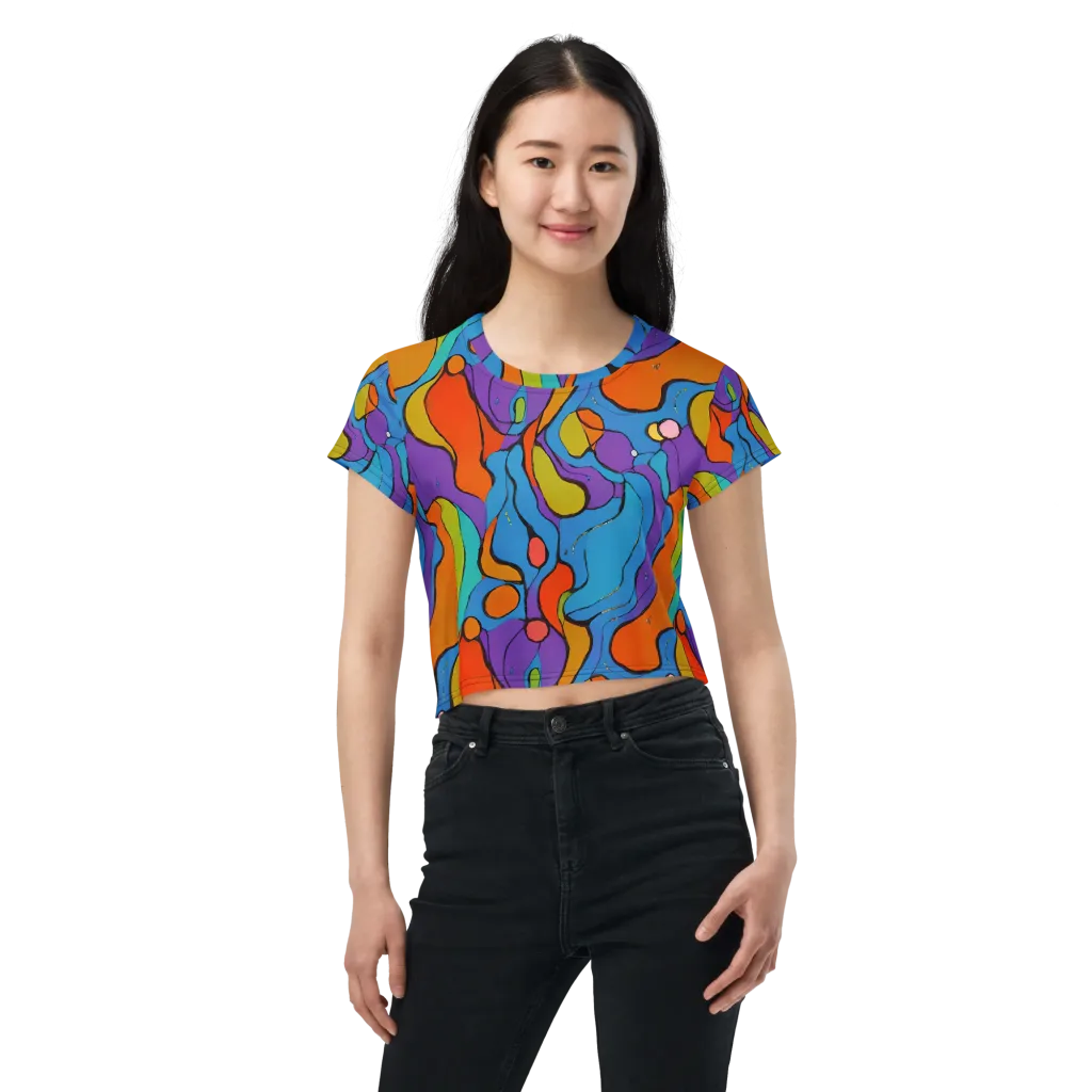 Kaleidoscope Bloom on Crop Tee — Front