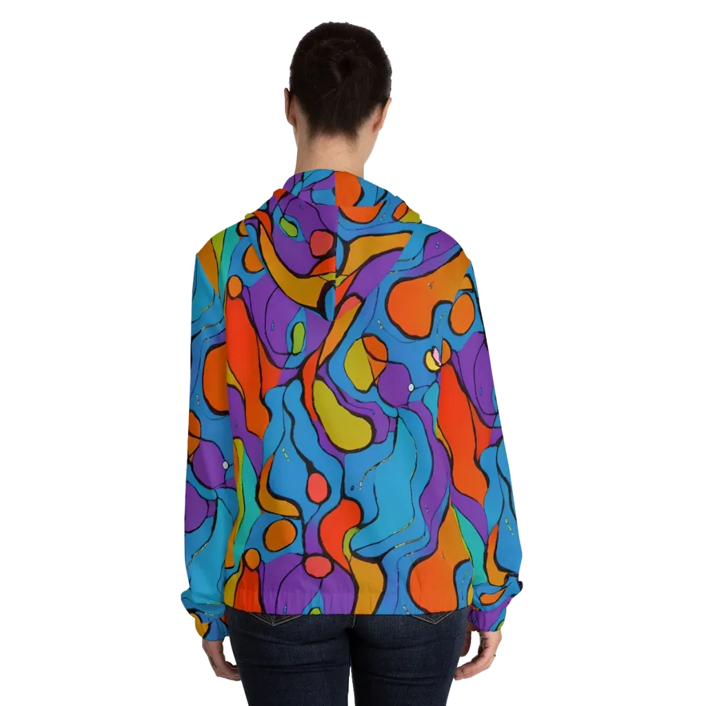 Kaleidoscope Bloom on Women's Full-Zip Hoodie — Back On Person