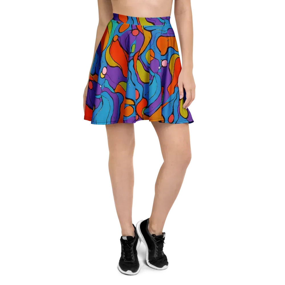 Kaleidoscope Bloom on Skater Skirt — Front