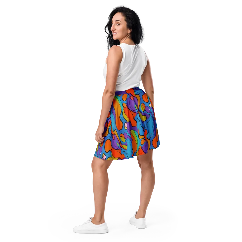 Kaleidoscope Bloom on Skater Skirt — Back