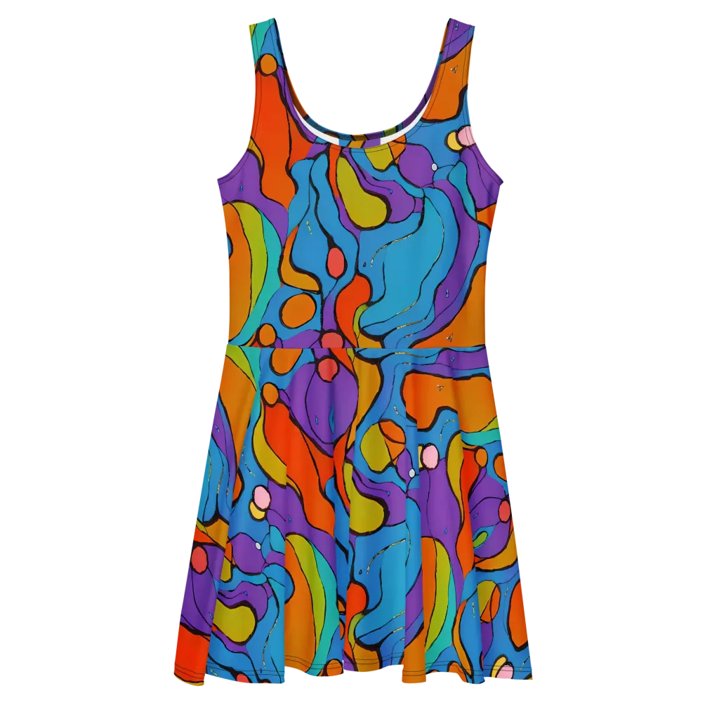 Kaleidoscope Bloom on Skater Dress — Front