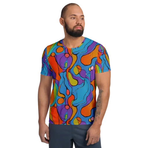 Kaleidoscope Bloom on a Men's Athletic T-Shirt