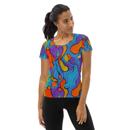Kaleidoscope Bloom on a Women's Athletic T-Shirt