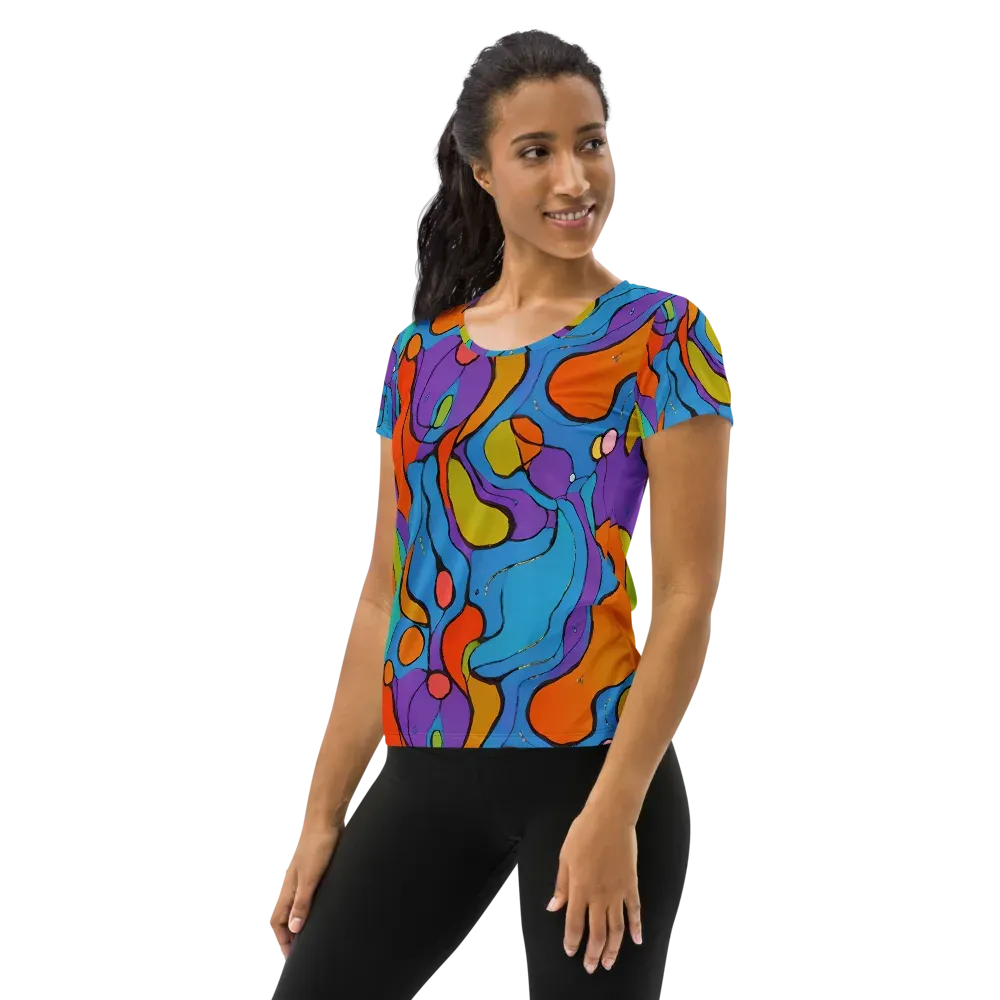 Kaleidoscope Bloom on Women's Athletic T-Shirt — Left