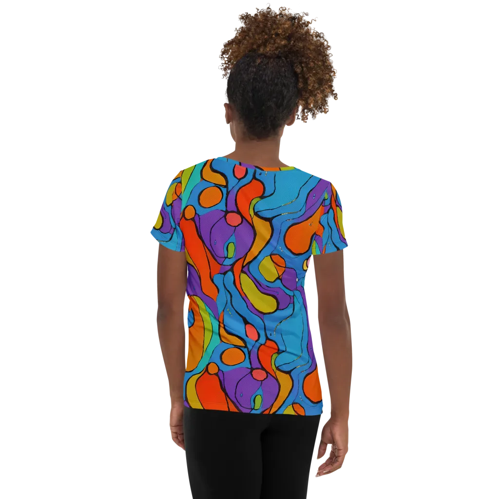 Kaleidoscope Bloom on Women's Athletic T-Shirt — Back