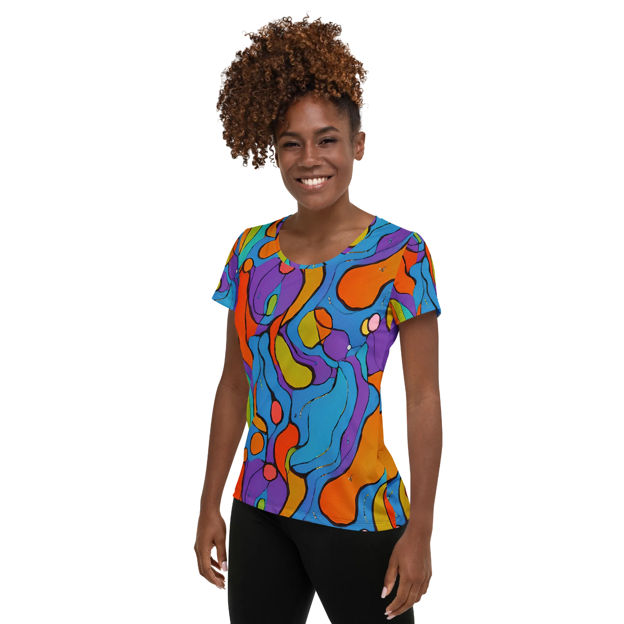 Kaleidoscope Bloom on Women's Athletic T-Shirt — Left