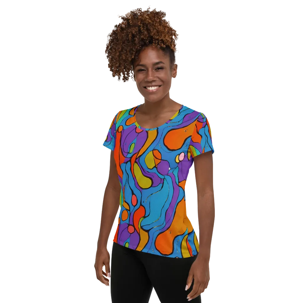 Kaleidoscope Bloom on Women's Athletic T-Shirt — Left