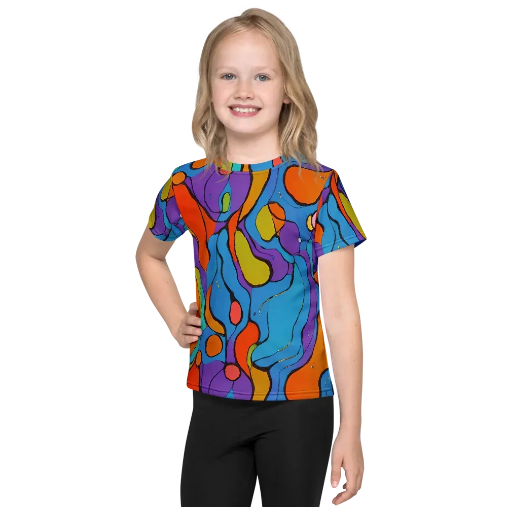 Kaleidoscope Bloom on Kids Crew Neck T-Shirt — Front
