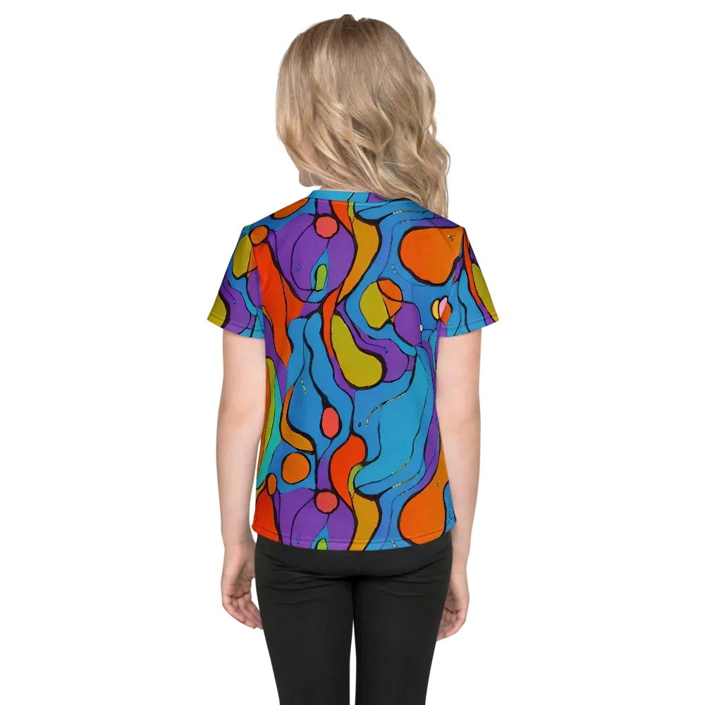 Kaleidoscope Bloom on Kids Crew Neck T-Shirt — Back