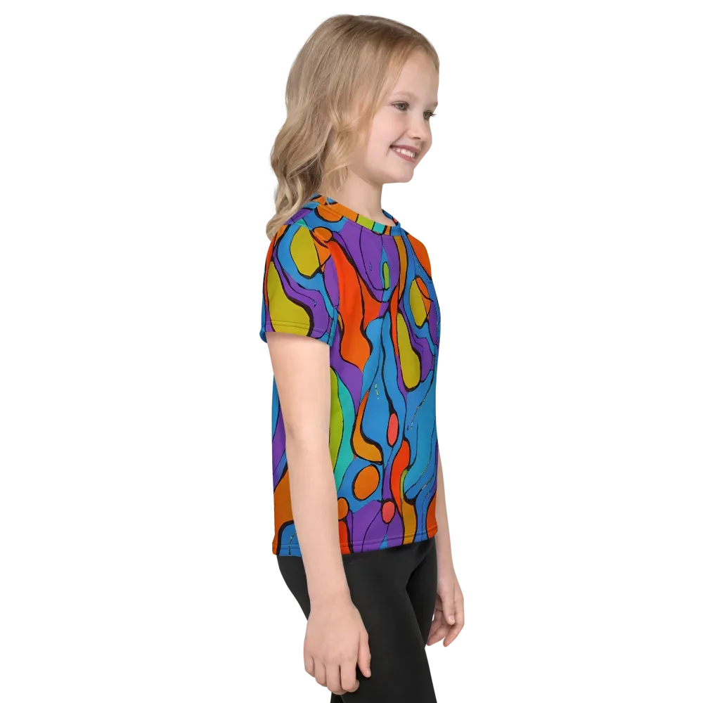 Kaleidoscope Bloom on Kids Crew Neck T-Shirt — Right