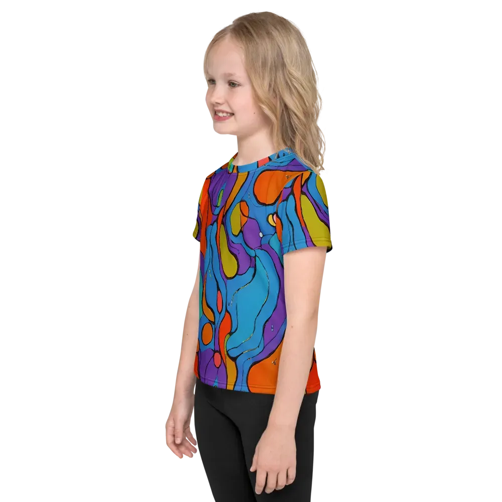 Kaleidoscope Bloom on Kids Crew Neck T-Shirt — Left