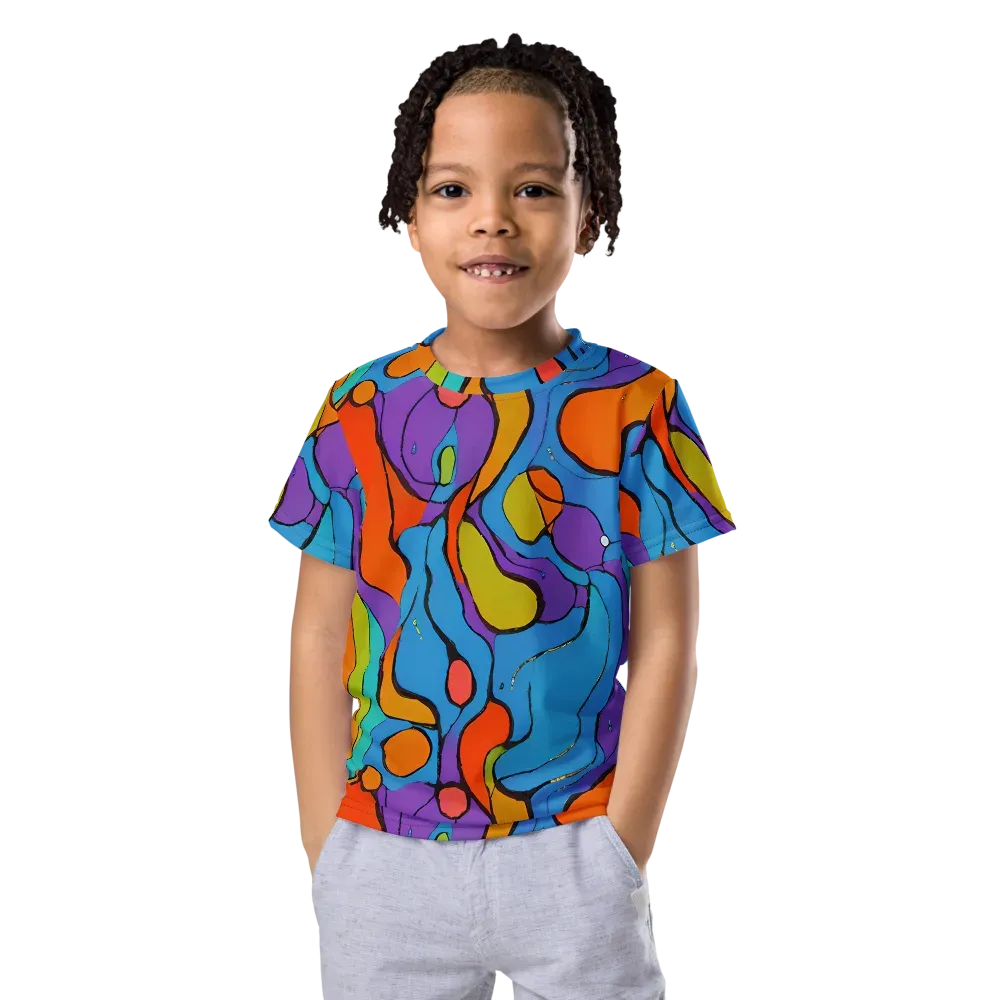Kaleidoscope Bloom on Kids Crew Neck T-Shirt — Front