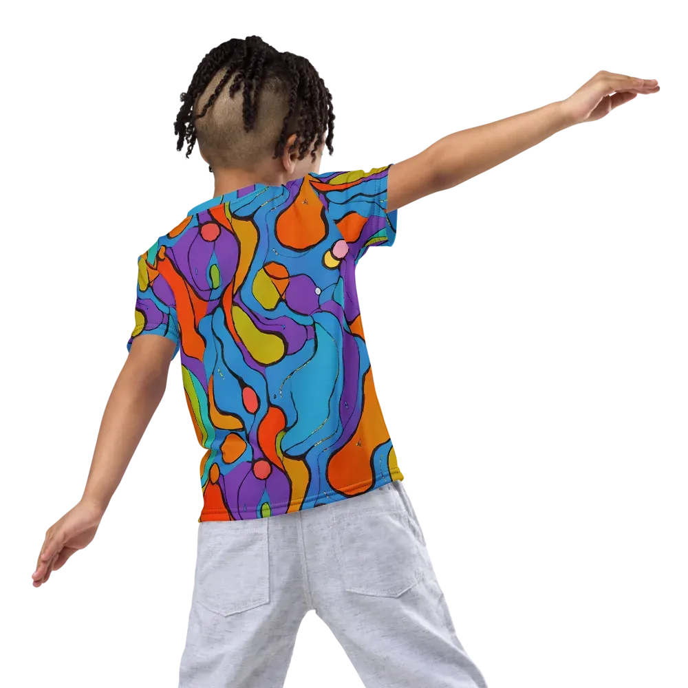 Kaleidoscope Bloom on Kids Crew Neck T-Shirt — Back