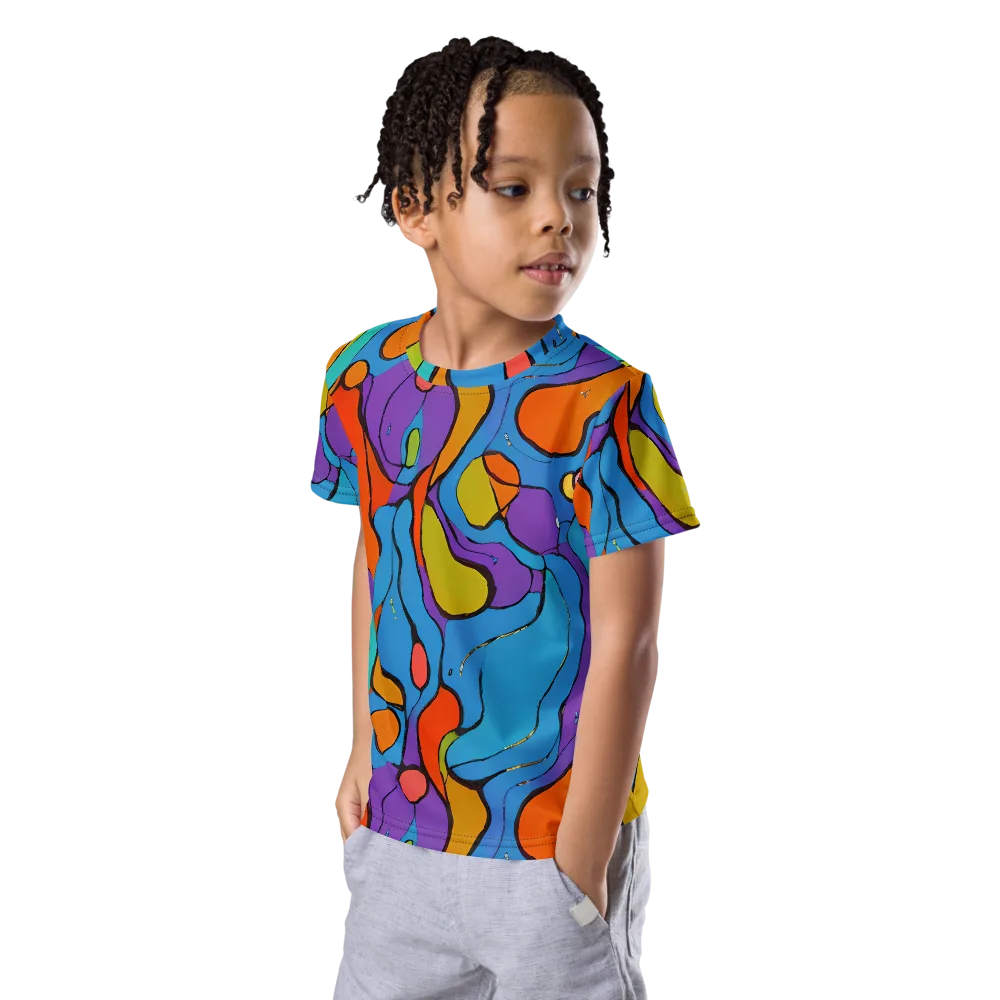 Kaleidoscope Bloom on Kids Crew Neck T-Shirt — Left Front