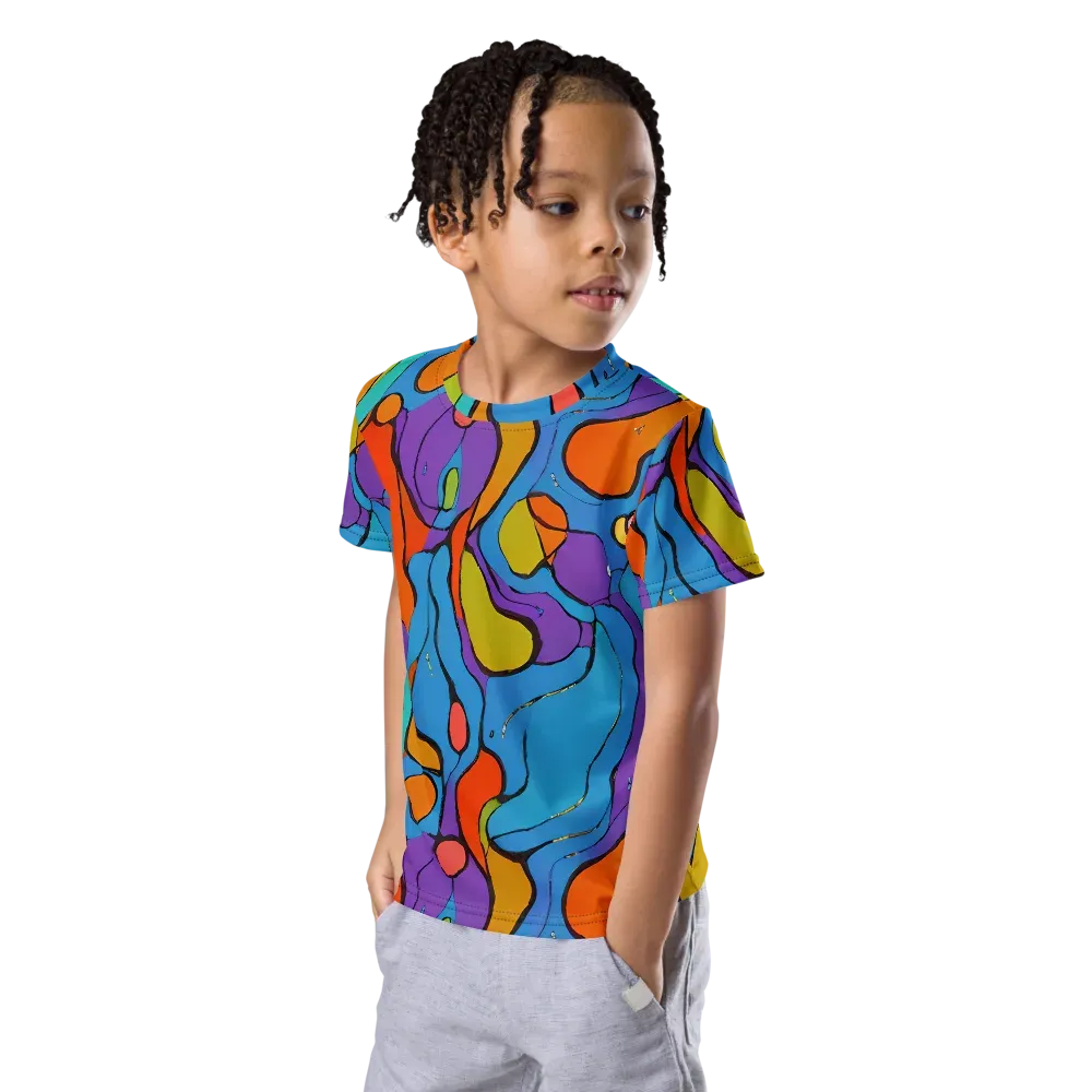 Kaleidoscope Bloom on Kids Crew Neck T-Shirt — Left Front