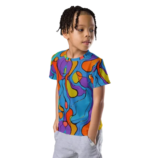 Kaleidoscope Bloom on a Kids Crew Neck T-Shirt