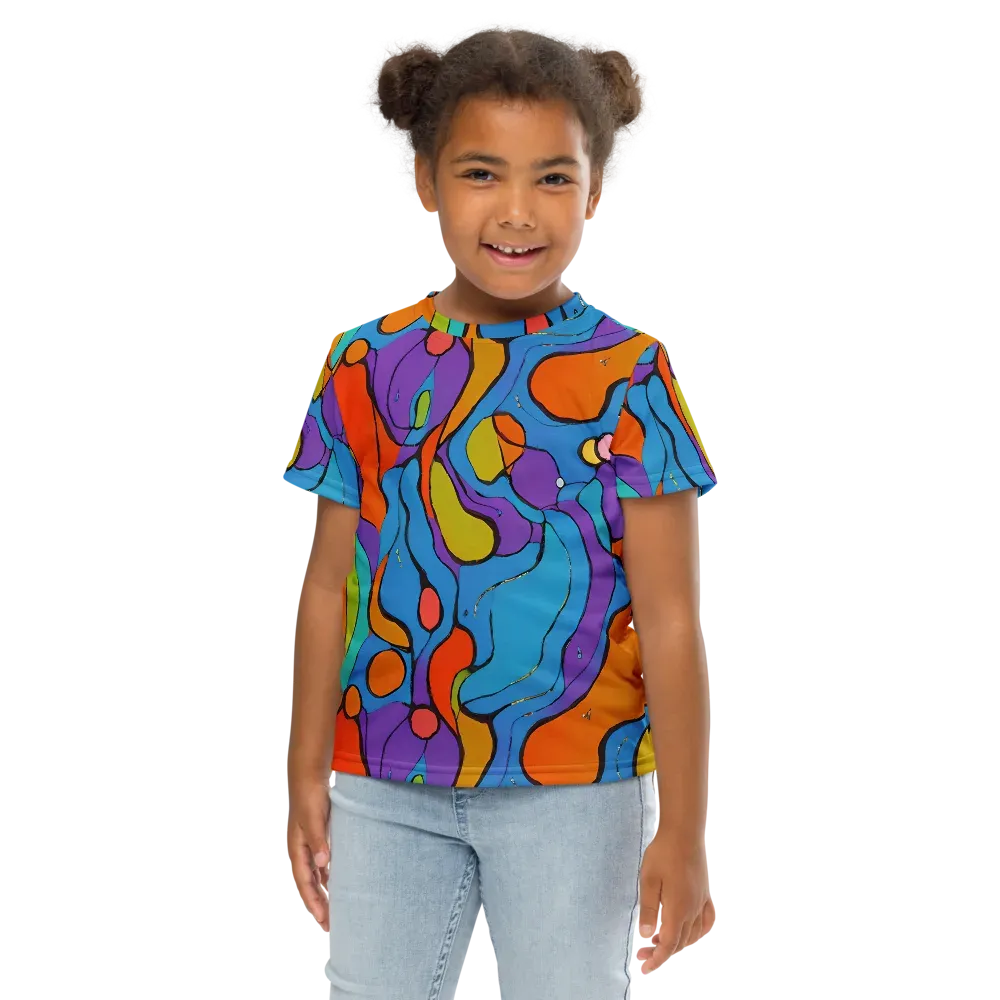 Kaleidoscope Bloom on Kids Crew Neck T-Shirt — Front