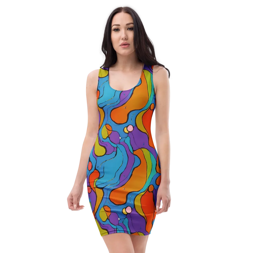 Kaleidoscope Bloom on Bodycon Dress — Front