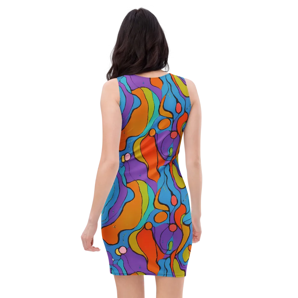 Kaleidoscope Bloom on Bodycon Dress — Back