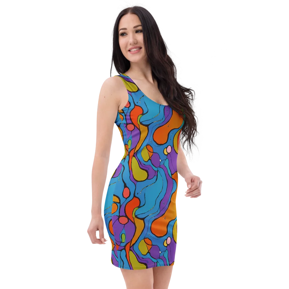 Kaleidoscope Bloom on Bodycon Dress — Right Front