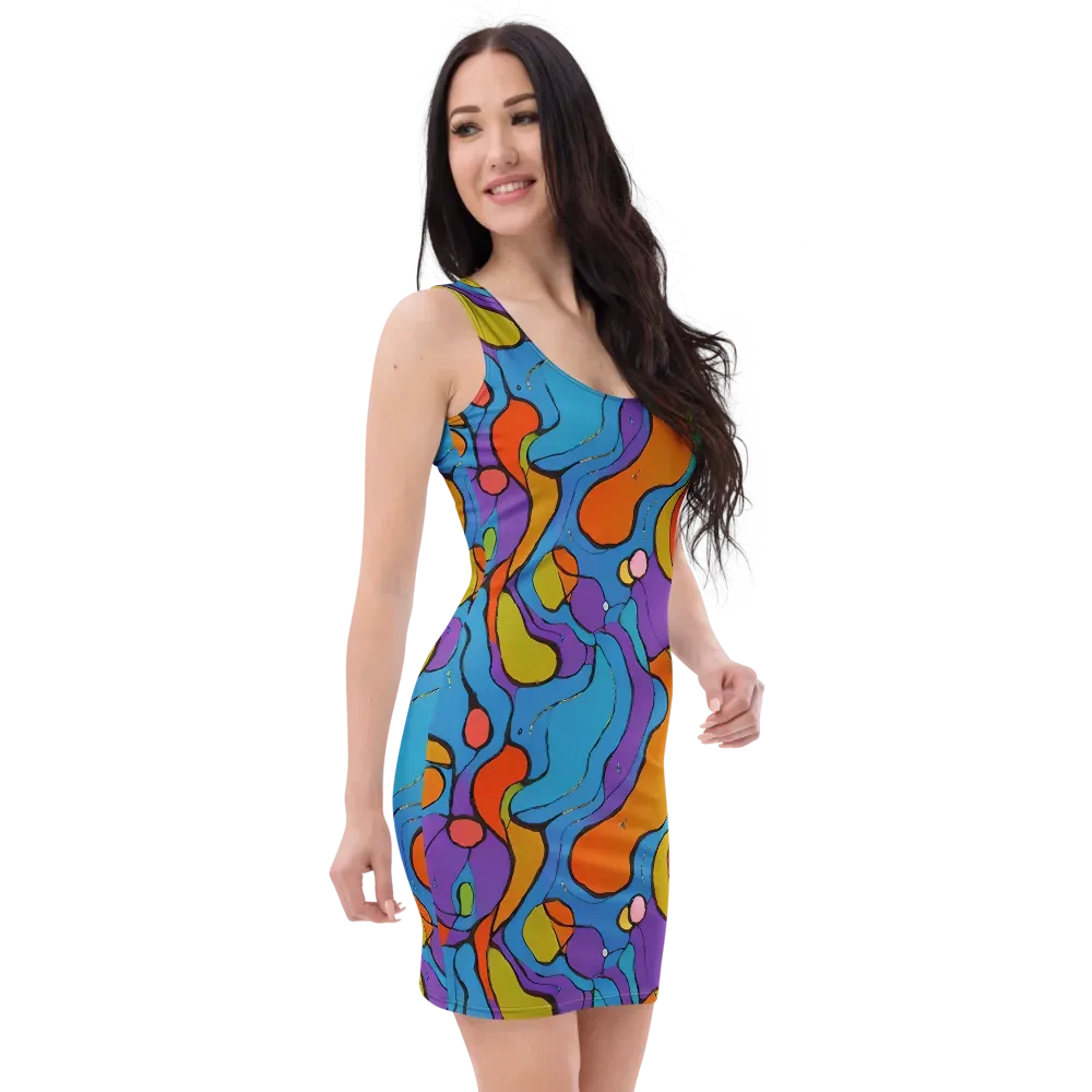 Kaleidoscope Bloom on Bodycon Dress — Right Front