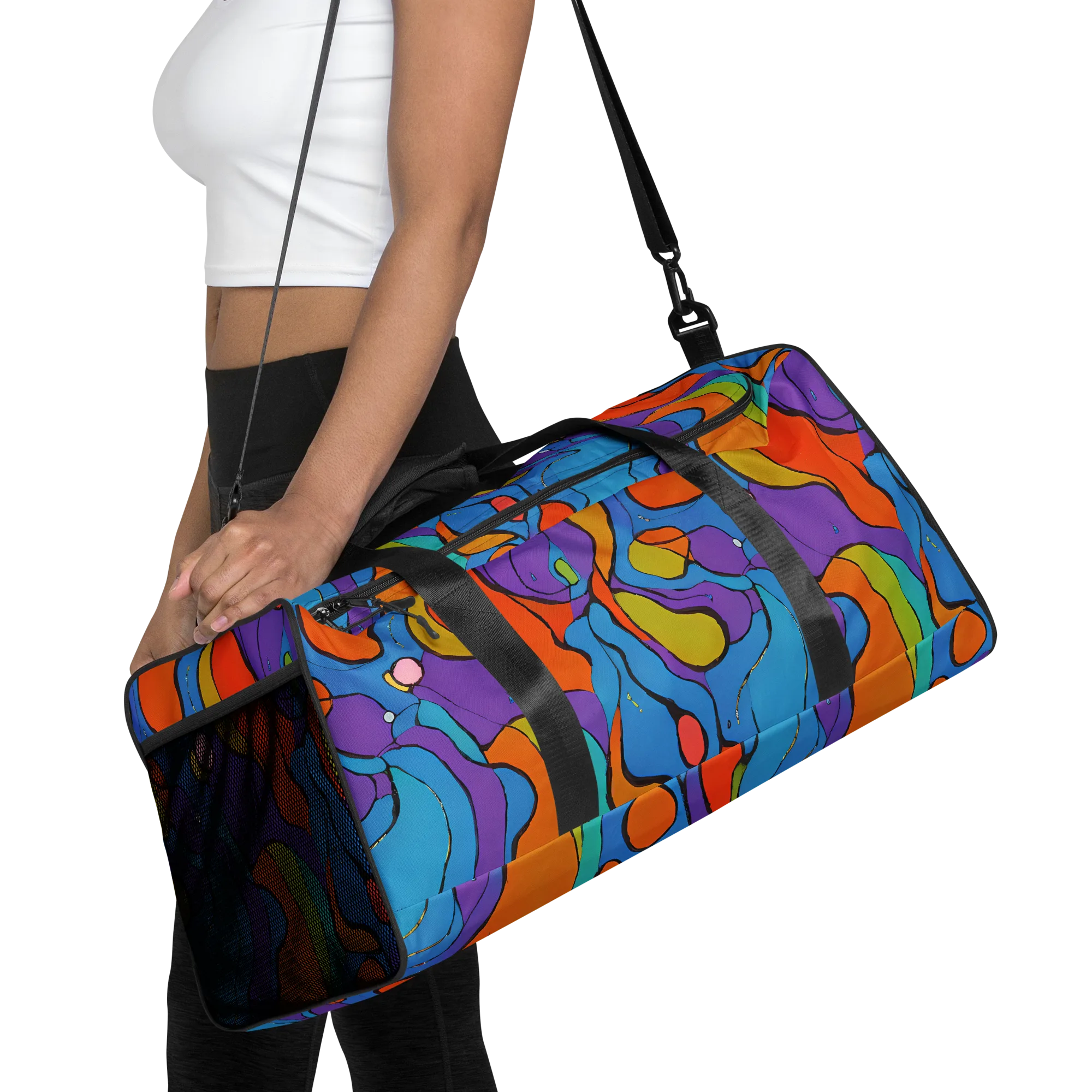 Kaleidoscope Bloom on Duffle Bag — Front