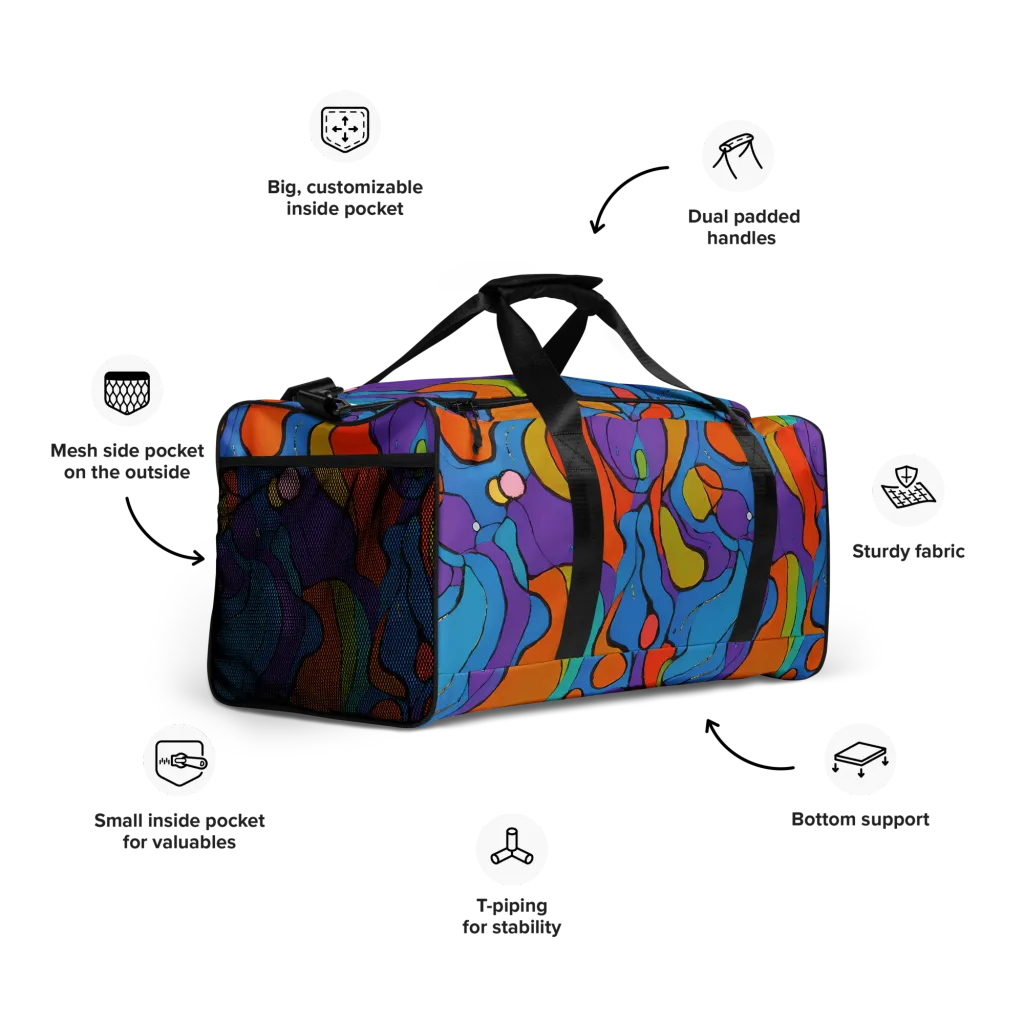 Kaleidoscope Bloom on Duffle Bag — Right Front