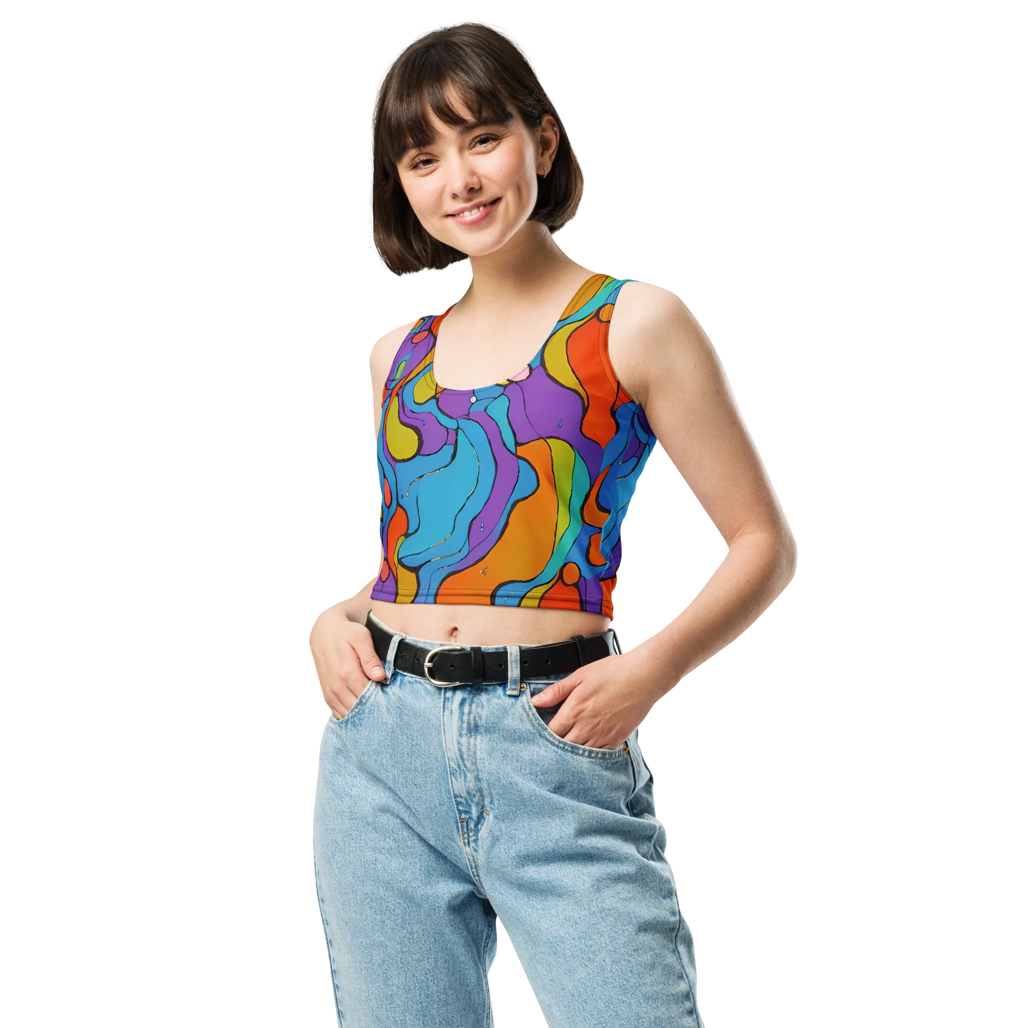 Kaleidoscope Bloom on Crop Top — Front