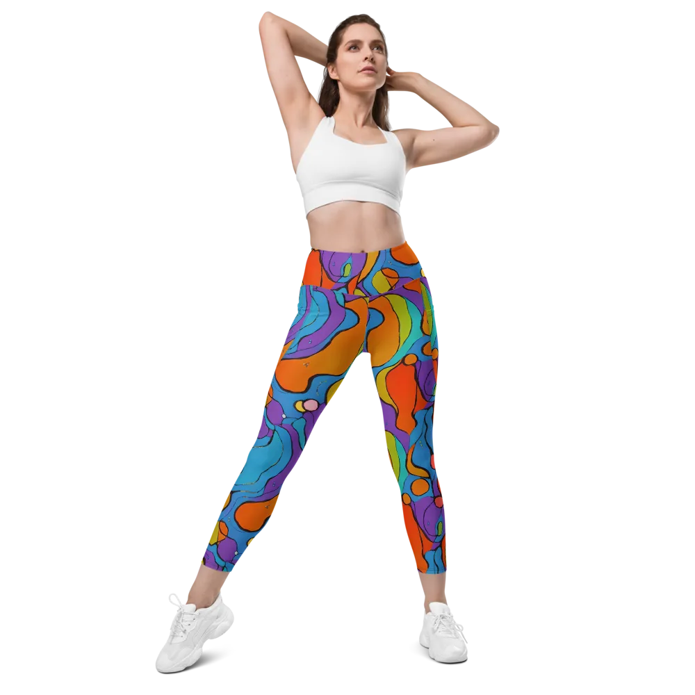 Kaleidoscope Bloom on Leggings with Pockets — Front