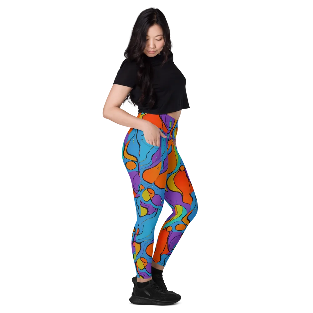 Kaleidoscope Bloom on Leggings with Pockets — Right