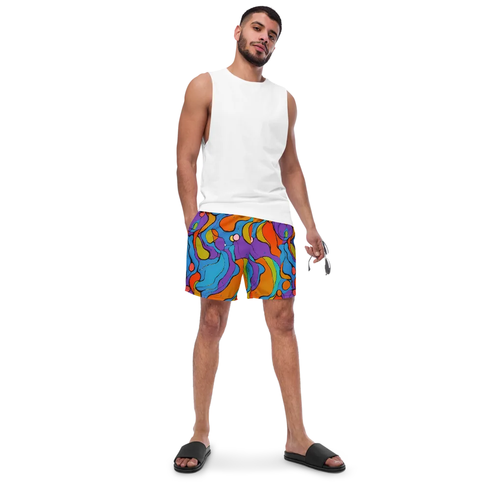 Kaleidoscope Bloom on Swim Trunks — Front