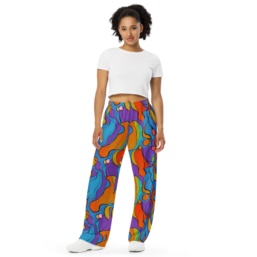 Kaleidoscope Bloom on Wide-Leg Pants — Front