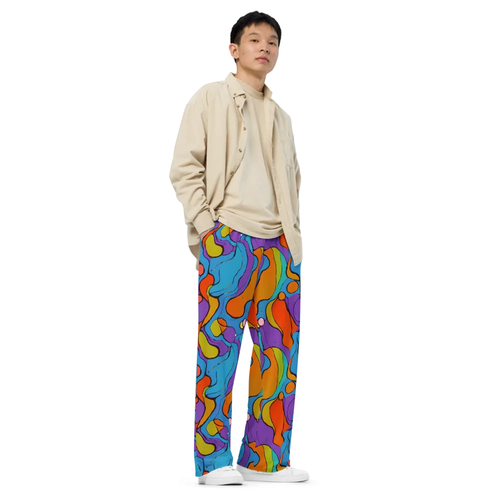 Kaleidoscope Bloom on Wide-Leg Pants — Right Front