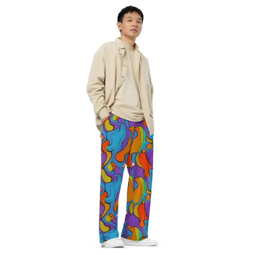 Kaleidoscope Bloom on a Wide-Leg Pants
