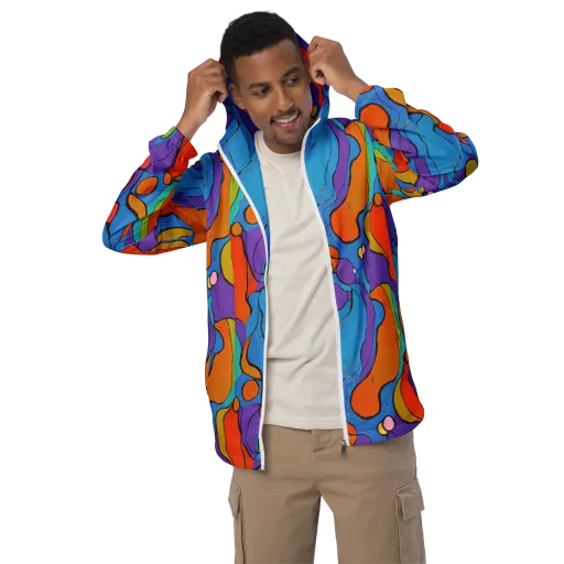 Kaleidoscope Bloom on a Men's Windbreaker