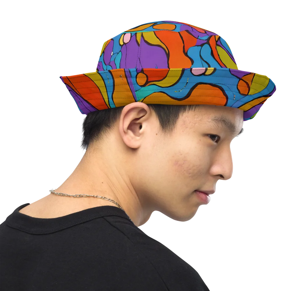 Kaleidoscope Bloom on Reversible Bucket Hat — Right Outside