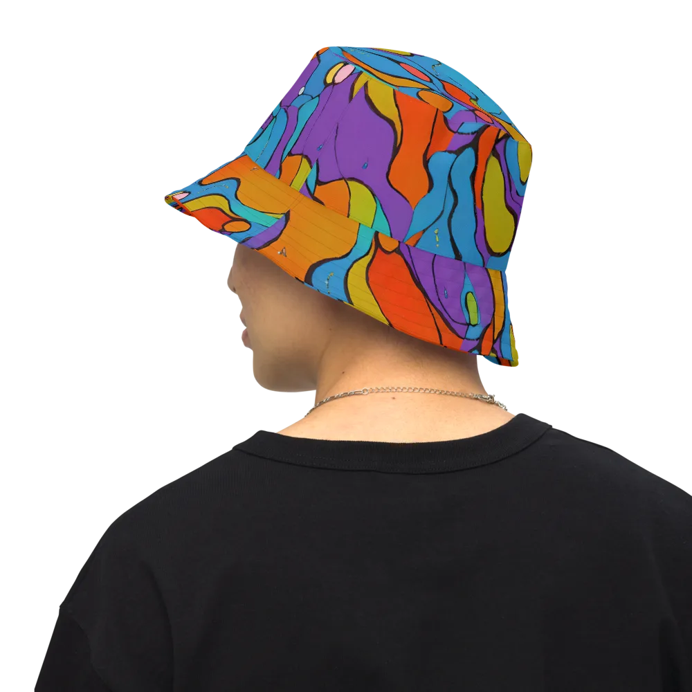 Kaleidoscope Bloom on Reversible Bucket Hat — Back Inside