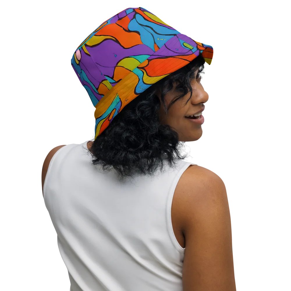 Kaleidoscope Bloom on Reversible Bucket Hat — Right Outside
