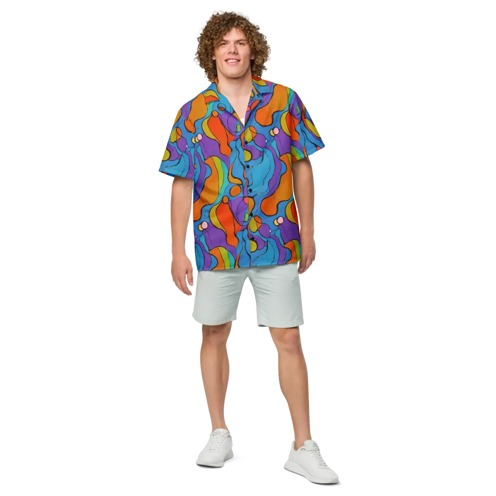 Kaleidoscope Bloom on Button Shirt — Front