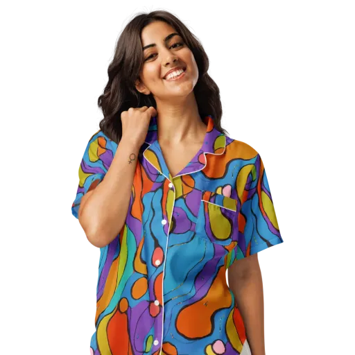 Kaleidoscope Bloom on a Women's Short Sleeve Pajama Top
