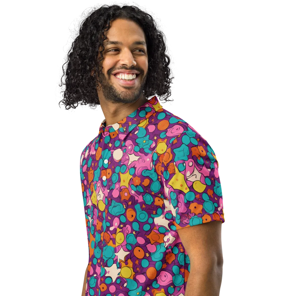 Candy Comet on Men's Slim Fit Polo Shirt — Left Front