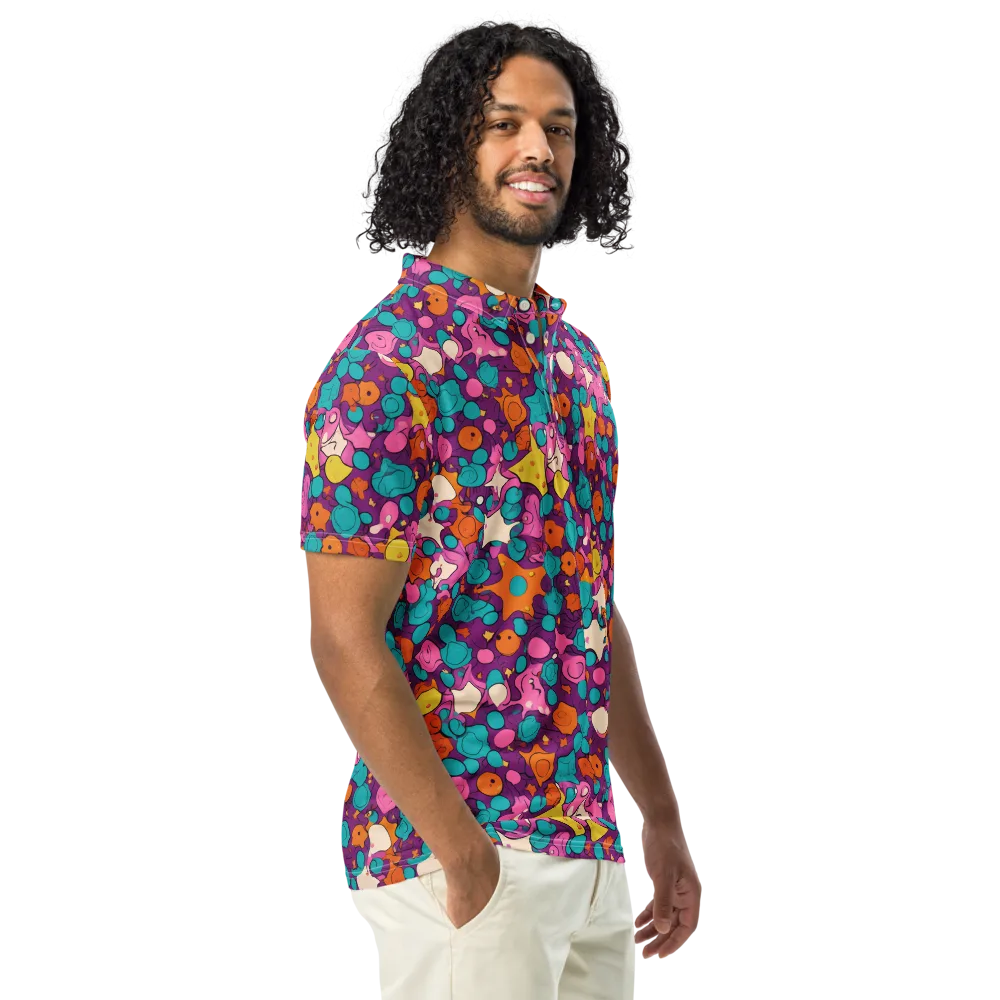 Candy Comet on Men's Slim Fit Polo Shirt — Right Front