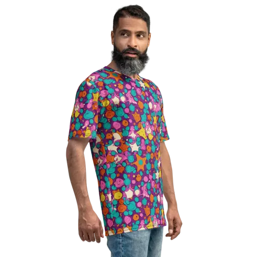 Candy Comet on a Men's Crew Neck T-Shirt