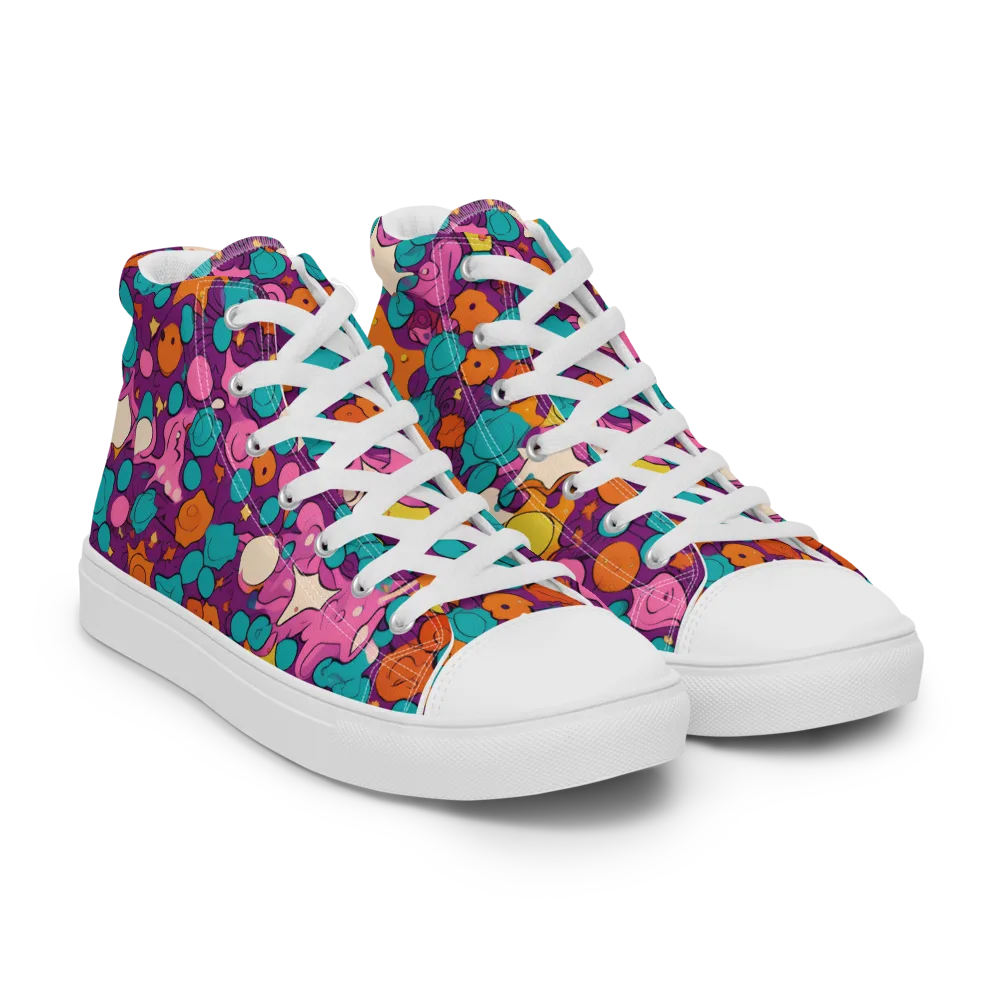 Candy Comet on Men's High Top Canvas Shoes — Right Front