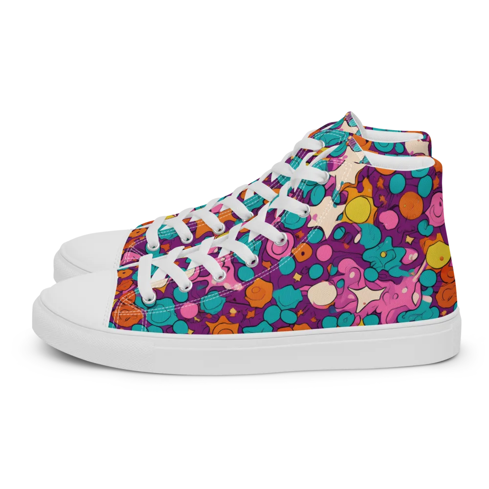 Candy Comet on Men's High Top Canvas Shoes — Left